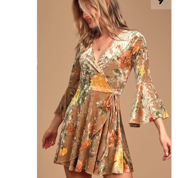 Lulus Dresses & Skirts - Lulus Magical Hour Floral Velvet Wrap Dress